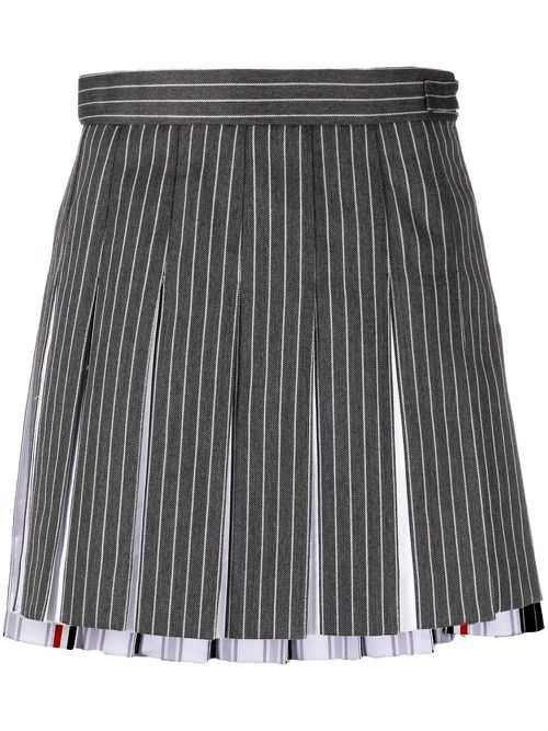 Pinstripe-print pleated skirt - Grey