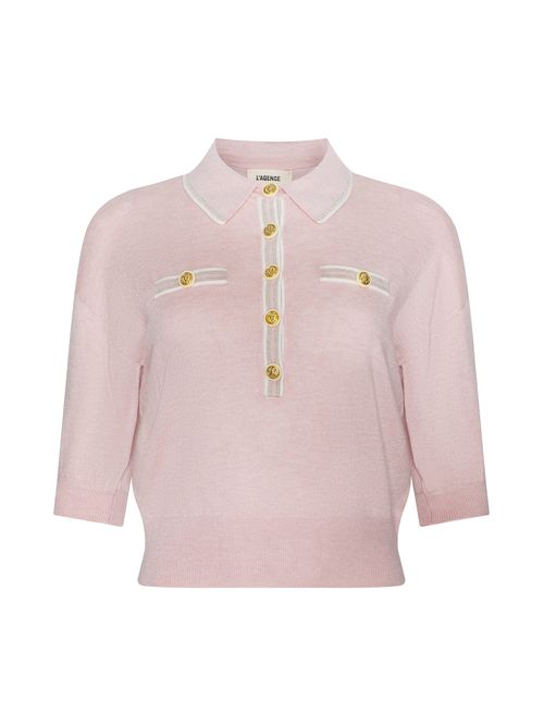 Masaki Cropped Sweater In Nectar Pink/ivory/gold Lurex