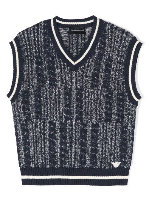 V-neck cable-knit minidress - Blue