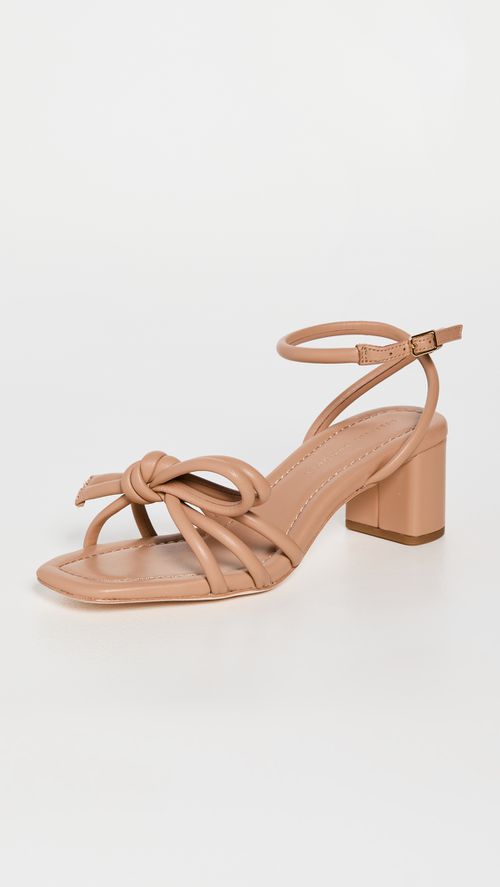 Mikel Leather Bow Mid-Heel Sandals