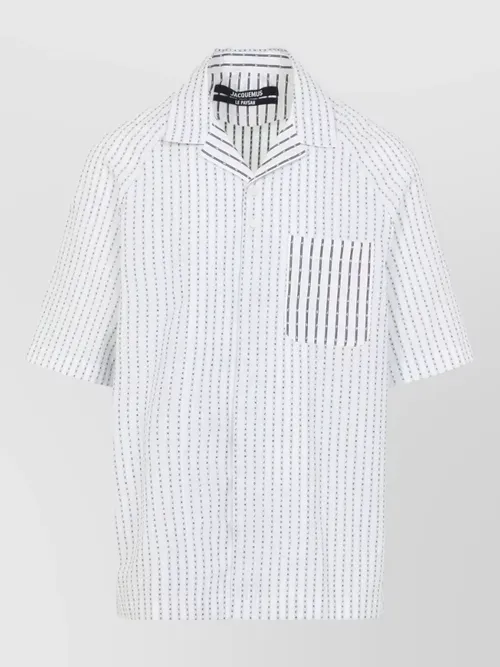Jacquemus - the romarin bowling collar stripe shirt