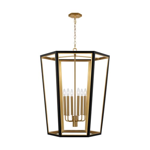 Curt 6-Light Chandelier in Midnight Black And Burnished Brass by Alexa Hampton