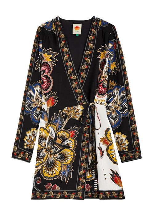 Women's Wrap Mini Dress, Maxi Floral Black