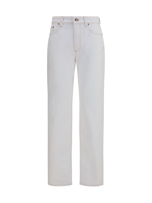 High-Waisted Cotton Denim Jeans — White