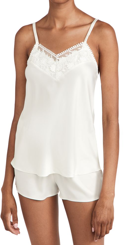 Kylie Charmeuse Cami Set with Lace Ivory