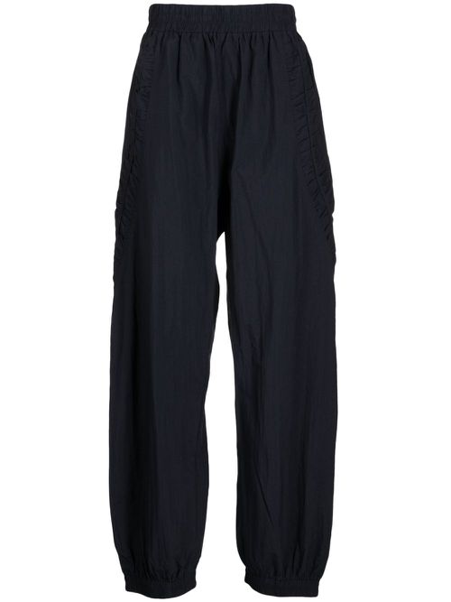 Ruched-detail crinkled track pants - Blue