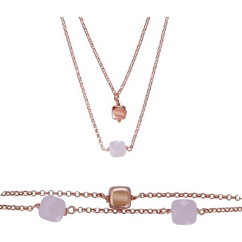 Orphelia 'Joelle' WoMens 925 Sterling Silver Set: Bracelet + Necklace - Rose SET-7432 - One Size