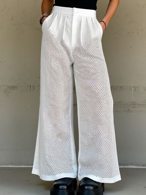 Men's Sheer Mesh Hollow Pant SKUL17017 - White / S