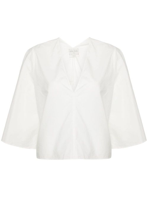 Poplin bell-sleeves blouse - White
