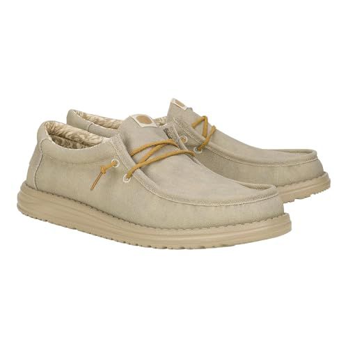 HEYDUDE Men's Wally Waxed Canvas Sneaker Olive