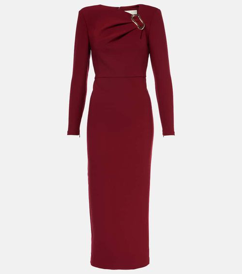 Long-sleeved crêpe midi dress