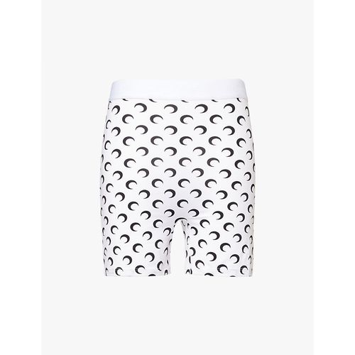 Womens WH00 Optical White Moon-print High-rise Recycled Stretch-jersey Shorts