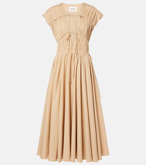 Ceres gathered cotton midi dress