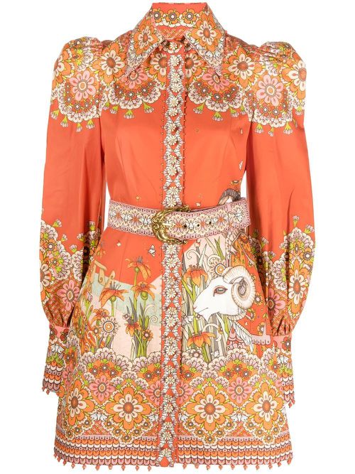 Kaleidoscope Aries printed shirt dress - Orange