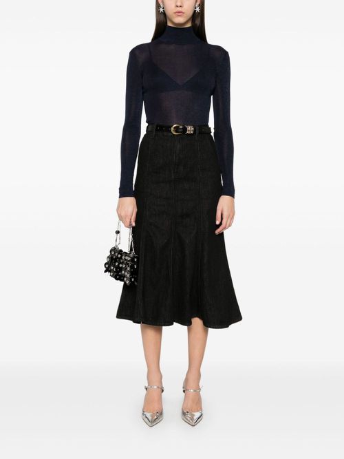 Flared midi skirt - Black