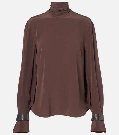 Monili turtleneck silk blouse
