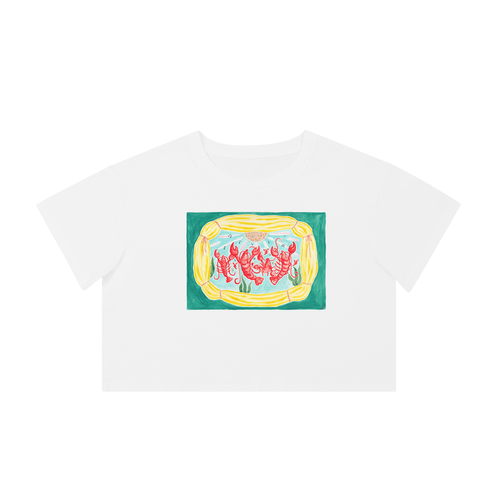 Draped Series Ii, Lobsters Crops & Vest in White - Extra Sma