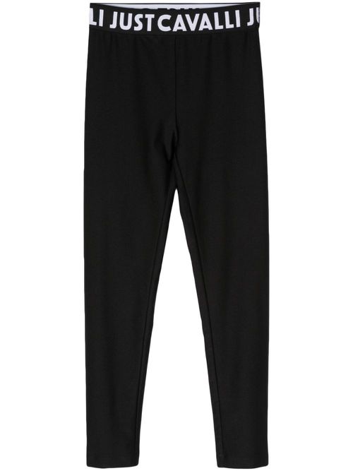 Logo-print waistband leggings - Black