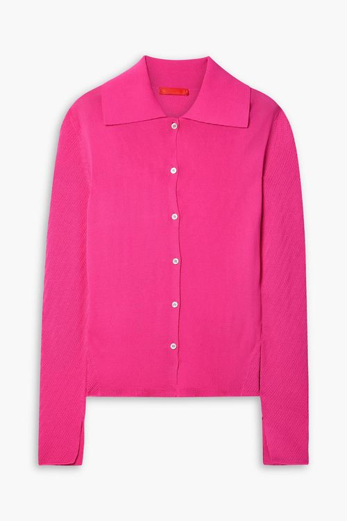 Heather pointelle-knit shirt