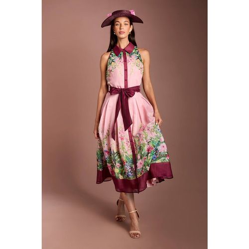 Coast Women's Lisa Tan Collared Printed Midi Dress in Blush