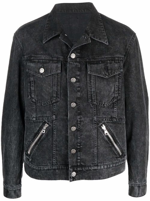 Zip-detail denim jacket - Black