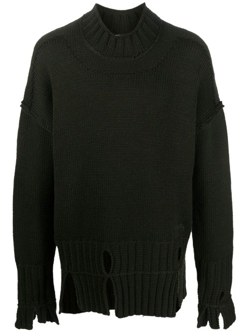 Distressed wool jumper - Green