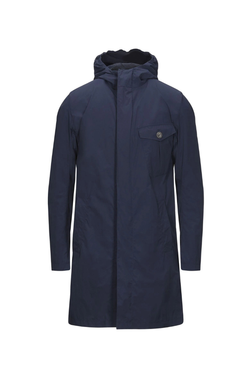 Hooded Nylon Coat — Navy