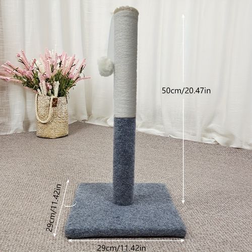 TEMU Tall Cat Scratching Post With Sisal Fabric & Plush Base - Multi-level Carpeted Cat Tree For Indoor Climbing, Scratching & Play - Durable