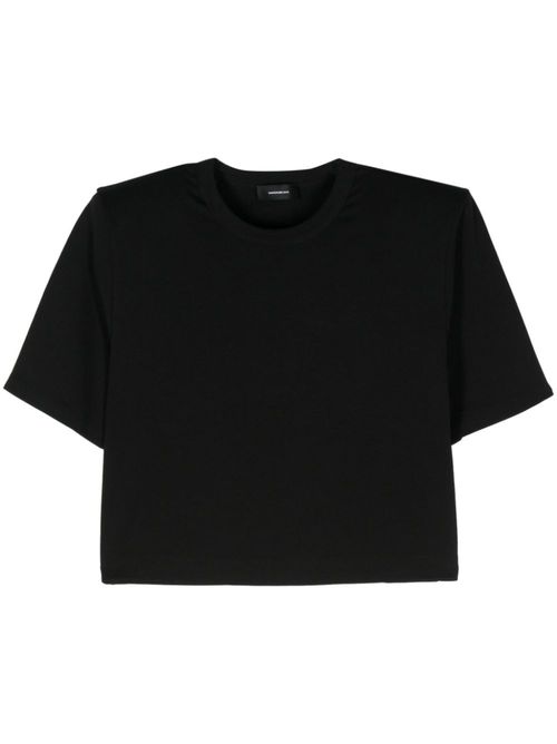 Shoulder-pad cropped T-shirt - Black