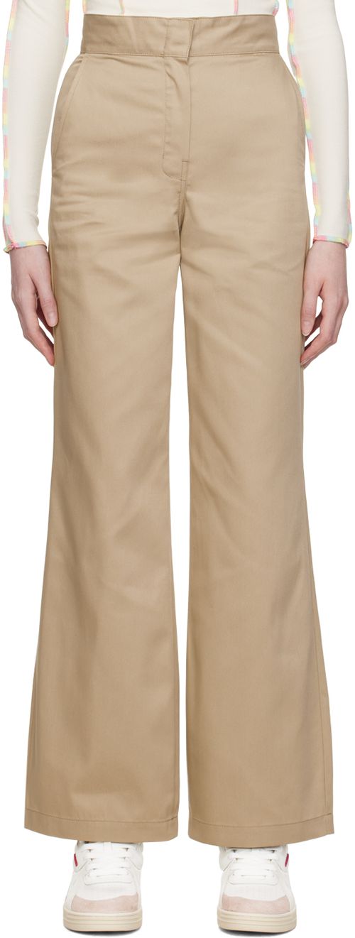 Beige reverse waistband slacks