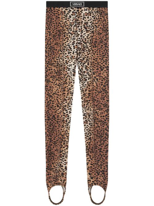 Leopard-print stirrup leggings - Blue