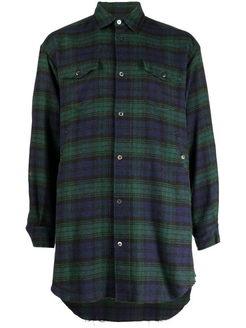 Check-pattern button-up shirt - Green