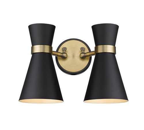 Soriano 2-Light Wall Sconce In Matte Black With Heritage Bra