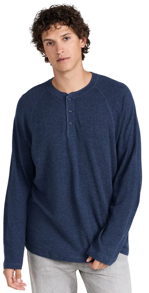Cloud Long Sleeve Henley Navy Heather 