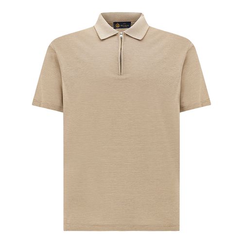Silk and cotton zip polo, Man, Bright White-chanterelle