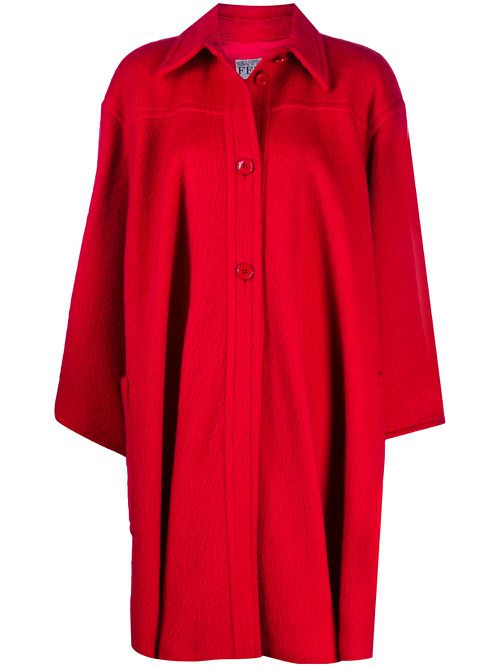 1980s wool cape coat - Red