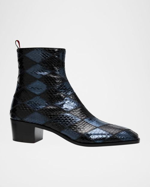 Men's Ziggissimo Forever Patchwork Watersnake Leather Zip Ankle Boots