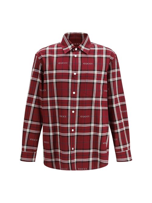 Tartan Cotton Jacquard Shirt — Bordeaux