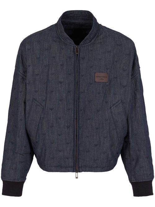 Embroidered bomber jacket - Blue