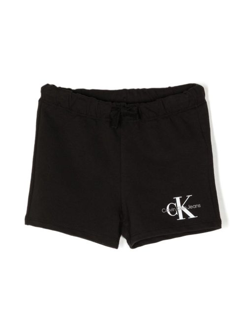Logo-print cotton track shorts - Black