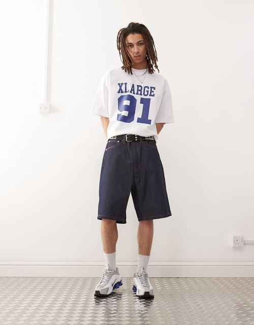 Baggy jorts with back pocket OG logo embroidery in rinse-Blue