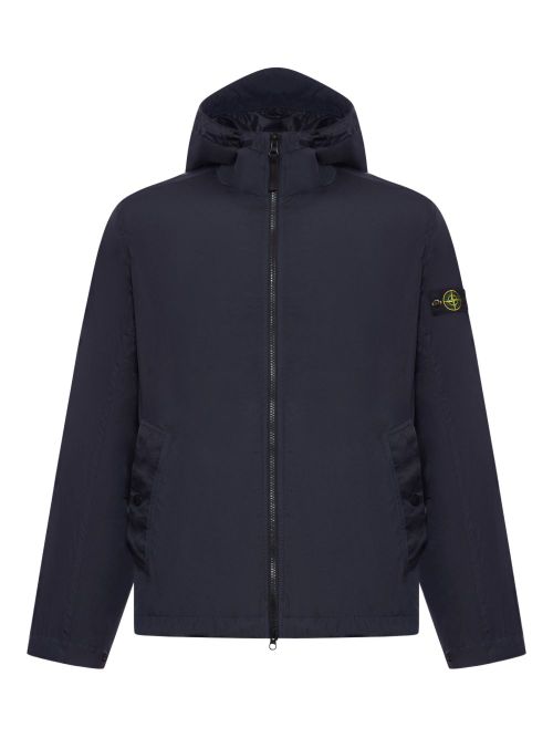 Men's Stone-Visor Hooded Polyamide Jacket with Two-Way Zip