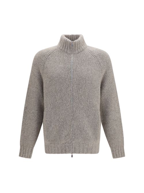Cashmere and Silk Knit Cardigan — Gray