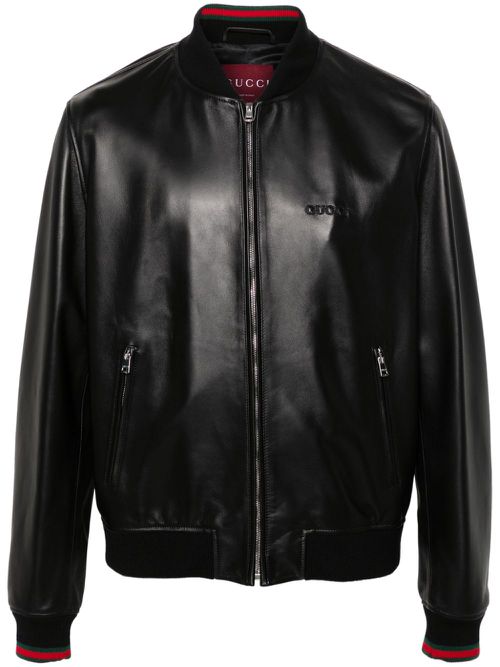 Logo-embroidered bomber jacket - Black