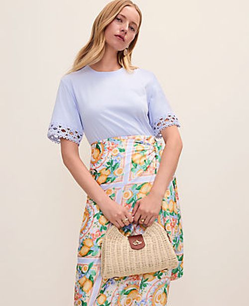 Ann Taylor Petite Crochet Trim Relaxed Tee