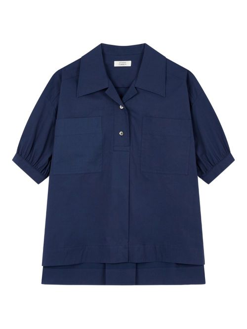 Puff-sleeve chest-pockets shirt - Blue