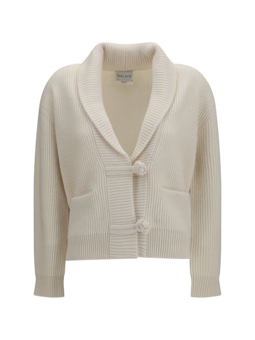 Ribbed Wool and Cashmere Cardigan — Beige