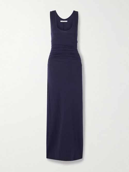 Another Tomorrow Ruched Stretch-jersey Maxi Dress - Blue