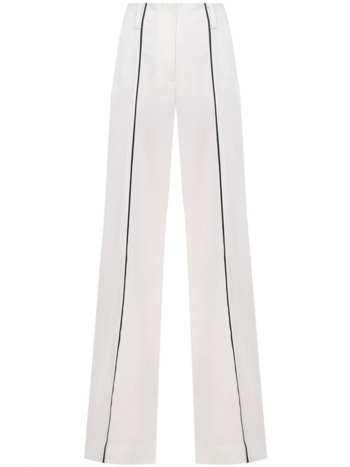 Contrast-piping trousers - White