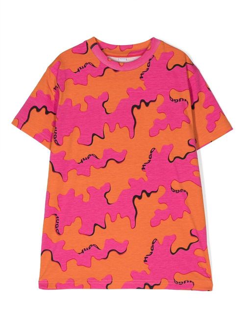 Camouflage-print short-sleeve T-shirt - Pink